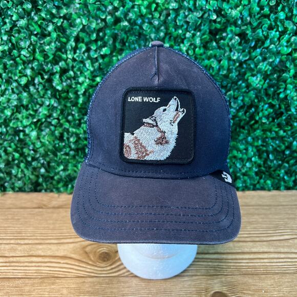 Goorin Bros Brand The Lone Wolf Navy Blue Colored Trucker Hat Mesh The Farm - Picture 1 of 8